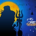 Maha Shivratri 2026 illustration showing Lord Shiva silhouette with Trishul and divine aura, symbolizing devotion, fasting, and night-long worship