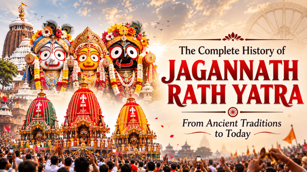Jagannath Yatra 2026: The Complete History That Inspires Millions 1 Lord Jagannath, Balabhadra and Subhadra on magnificent chariots during the sacred Jagannath Rath